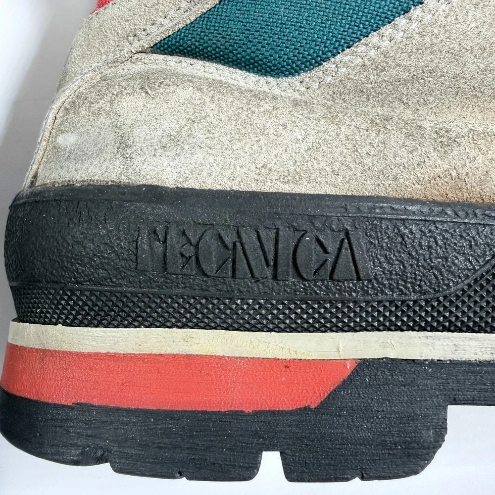 Tecnica Gore Tex Hiking Boots Vintage Made In Italy Teal Red Grey Mens 11